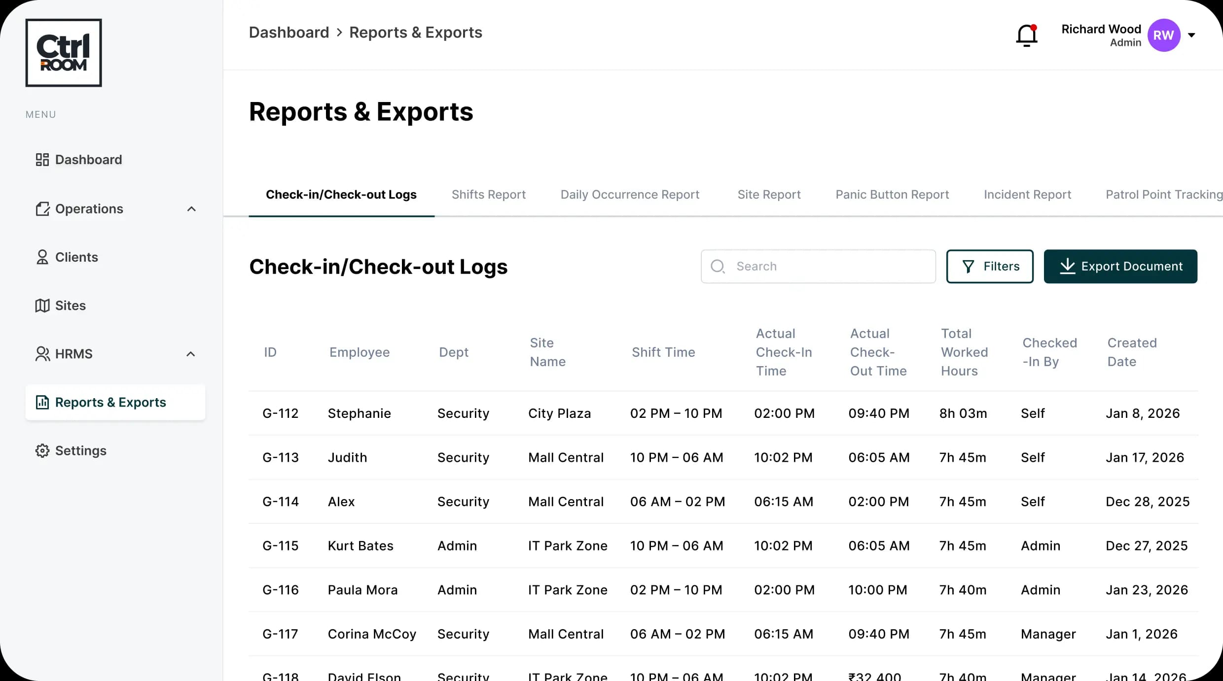 Shifts Reports
